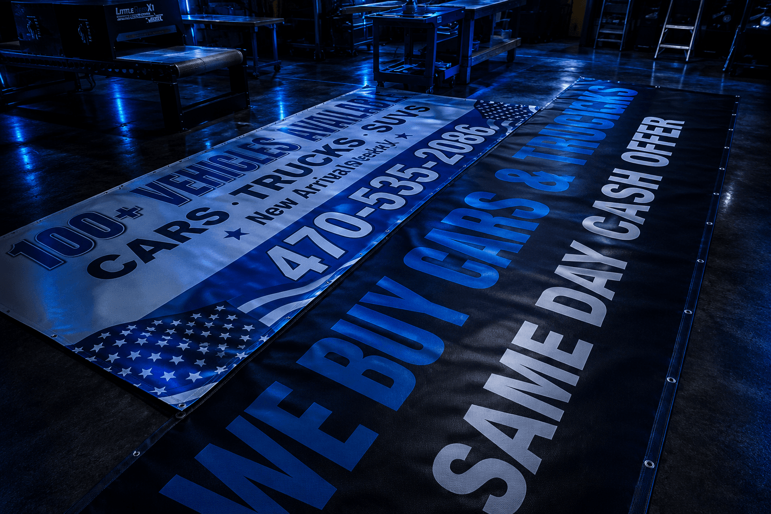 Large format banner production at Hue Graphics